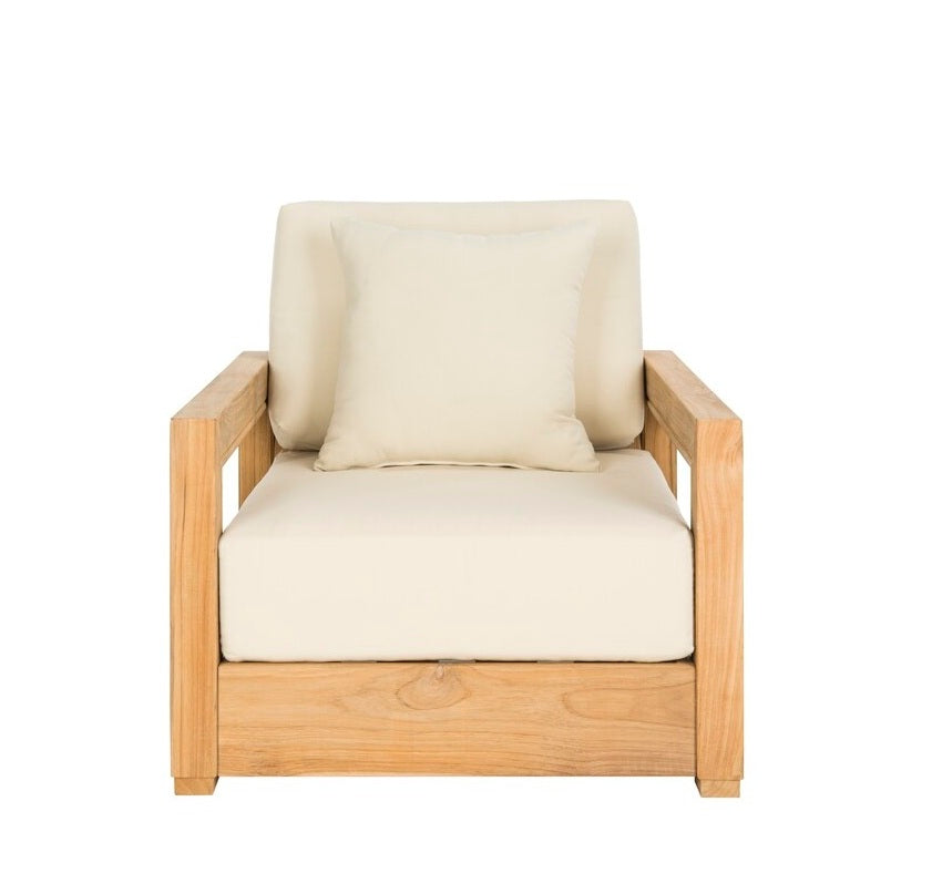 Barolo Solid Teak Outdoor Accent Chair - Natural