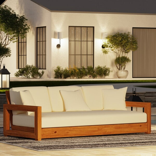 Barolo 77 in. Teak Wood Outdoor Sofa
