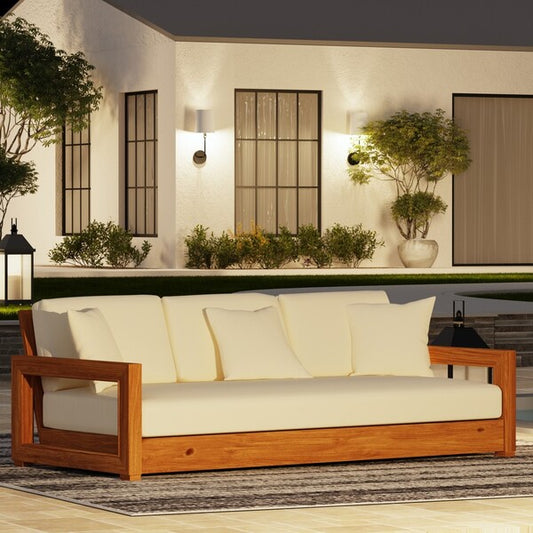 Barolo 77 in. Teak Wood Outdoor Sofa