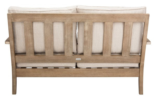 Tauriano 57 in. Eucalyptus Wood Outdoor Loveseat - White