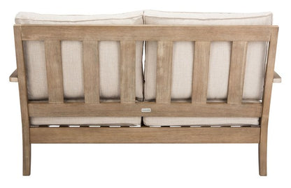 Tauriano 57 in. Eucalyptus Wood Outdoor Loveseat - White