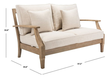 Tauriano 57 in. Eucalyptus Wood Outdoor Loveseat - White