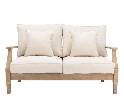 Tauriano 57 in. Eucalyptus Wood Outdoor Loveseat - White