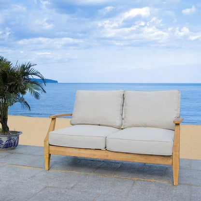 Tauriano 57 in. Eucalyptus Wood Outdoor Loveseat - White