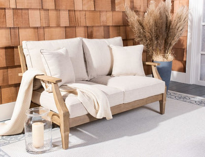 Tauriano 57 in. Eucalyptus Wood Outdoor Loveseat - White