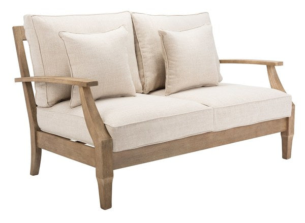 Tauriano 57 in. Eucalyptus Wood Outdoor Loveseat - White