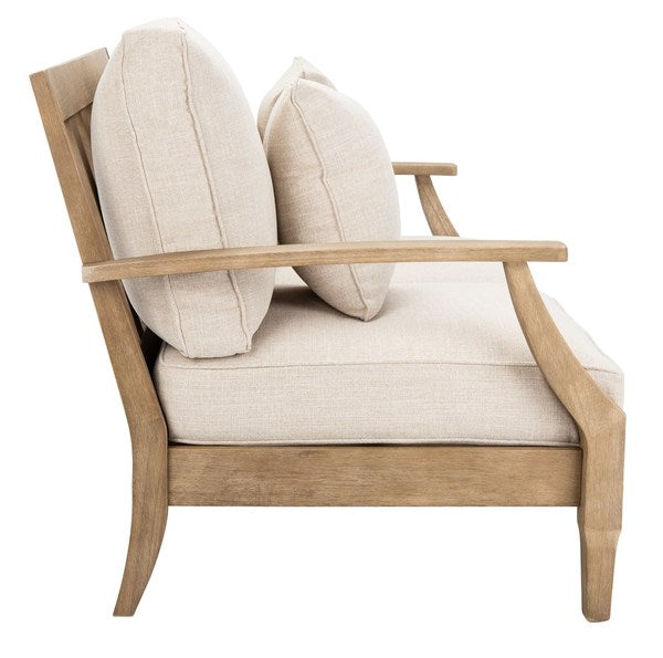 Tauriano 57 in. Eucalyptus Wood Outdoor Loveseat - White