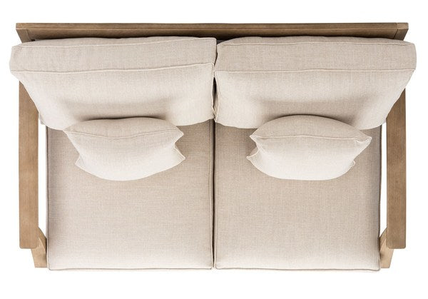 Tauriano 57 in. Eucalyptus Wood Outdoor Loveseat - White