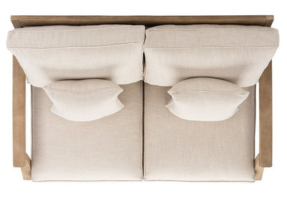 Tauriano 57 in. Eucalyptus Wood Outdoor Loveseat - White