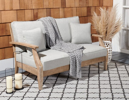 Tauriano 57 in. Eucalyptus Wood Outdoor Loveseat - Grey