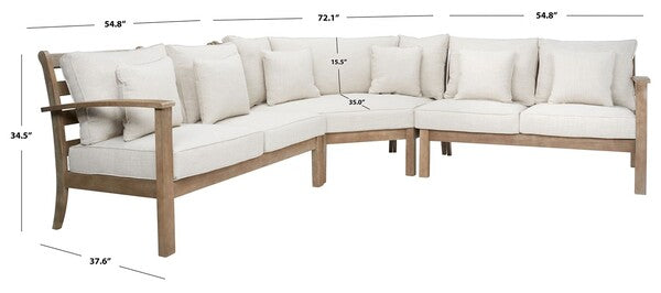 Pagnona 107 in. Eucalyptus Wood Patio Sectional Sofa