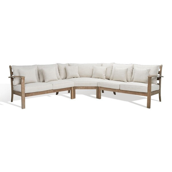 Pagnona 107 in. Eucalyptus Wood Patio Sectional Sofa