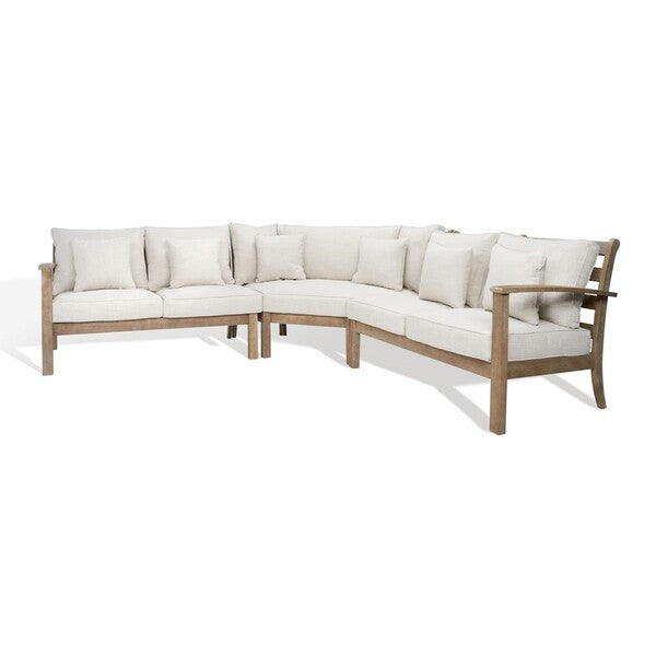 Pagnona 107 in. Eucalyptus Wood Patio Sectional Sofa