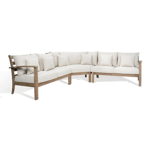 Pagnona 107 in. Eucalyptus Wood Patio Sectional Sofa