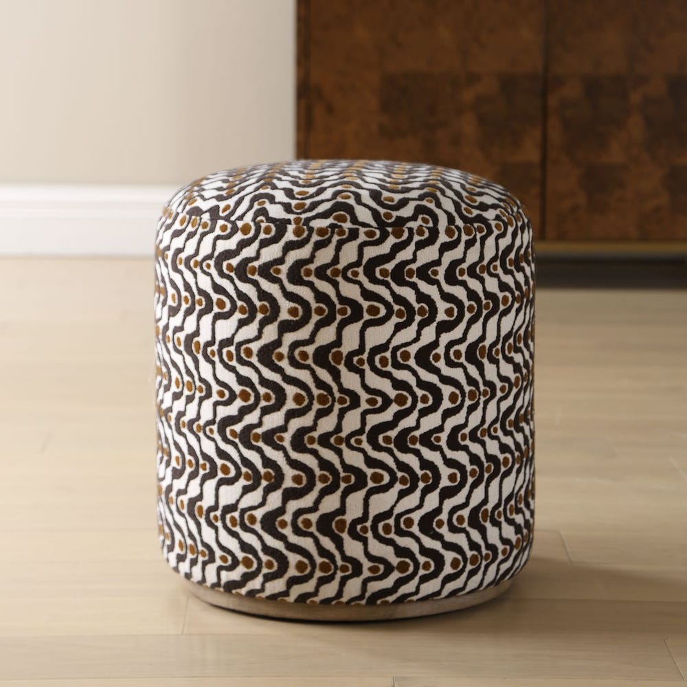 Carbone Plush Fabric Ottoman