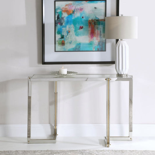 Capraia 51 in. Clear Tempered Glass Top Console Table