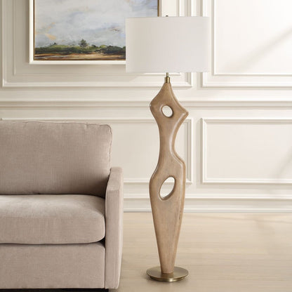 Notaresco 66 in. Wood Base Floor Lamp