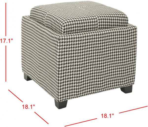 Pione Single Tray Ottoman - Black & White