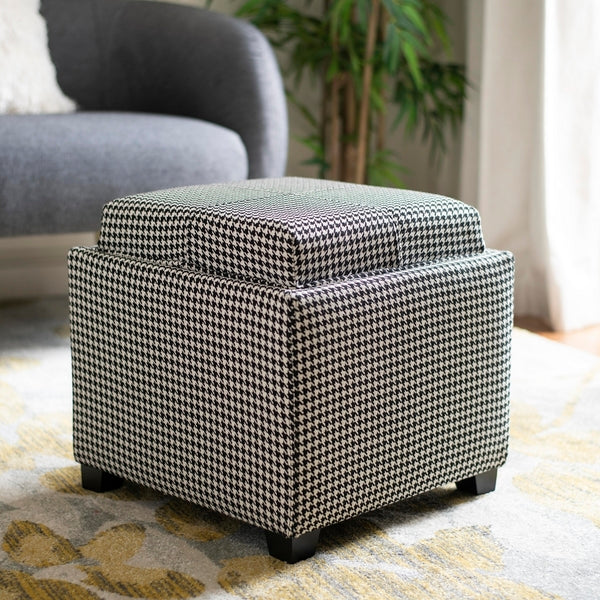 Pione Single Tray Ottoman - Black & White