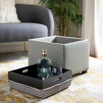 Pione Single Tray Ottoman - Black & White