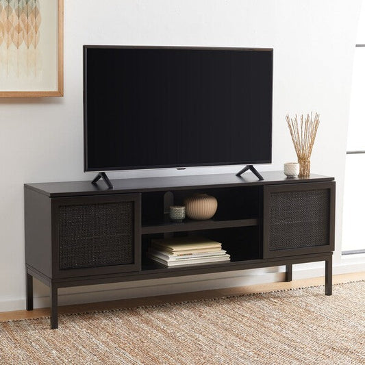 Recovato 54 in. Rattan TV Stand - Black