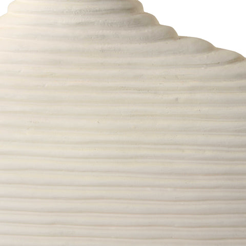 Horizontal Fluted Ivory Ceramic Vases - Set of 2