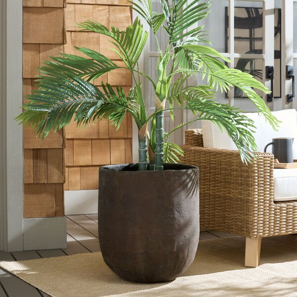 Lauro Cement Bamboo Outdoor Large Planter Pot - Brown