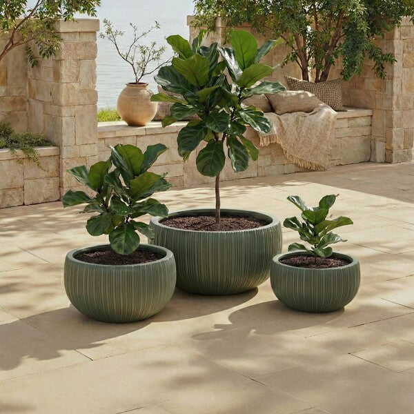 Cimone Fiber Clay Outdoor Planter - Set of 3