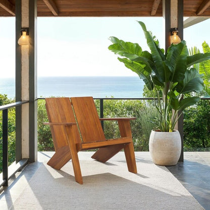 Zimone Acacia Wood Outdoor Accent Chair