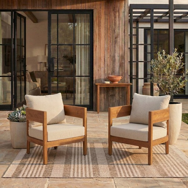 Noha Acacia Outdoor Wood Accent Chair - Set of 2