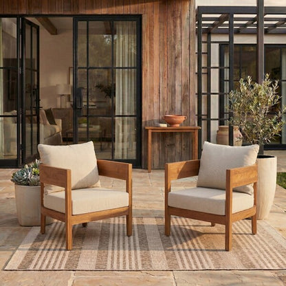 Noha Acacia Outdoor Wood Accent Chair - Set of 2