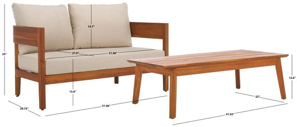 Noha Acacia Wood Outdoor Bench and Coffee Table Set