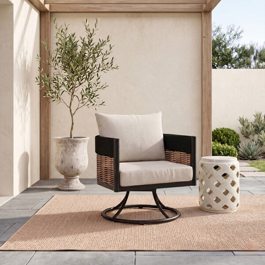 Zevio Swivel Outdoor Accent Chair