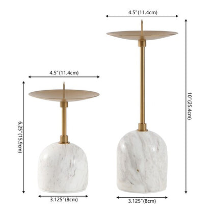 Ostia Marble and Metal Candle Holder - Set of 2