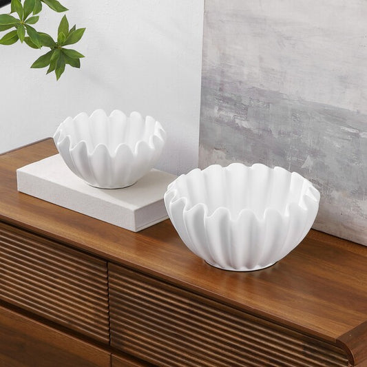 Piovega Ceramic Ruffle Bowl - Set of 2