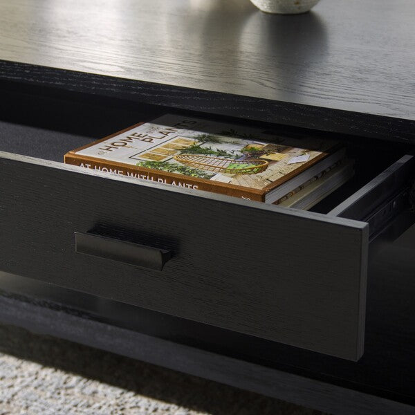 Agnano 42 in. Solid Rubber Wood Coffee Table - Black
