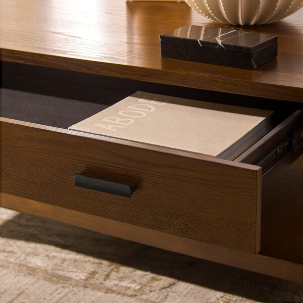 Agnano 42 in. Solid Rubber Wood Coffee Table - Medium Oak