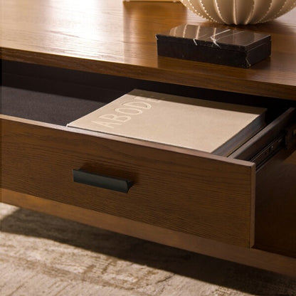 Agnano 42 in. Solid Rubber Wood Coffee Table - Medium Oak