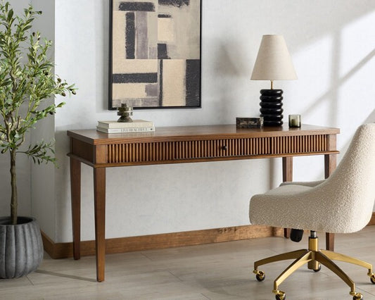 Spoleto 60 in. Rubber Wood Desk - Medium Oak