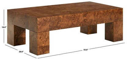 Valera 55 in. Burl Wood Coffee Table