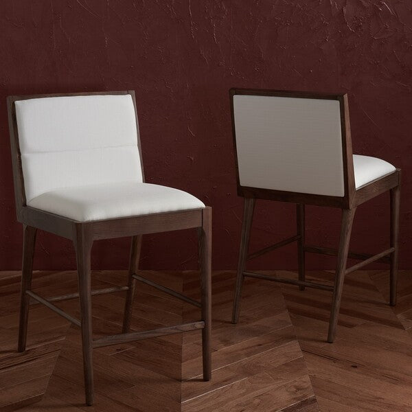 Soriano Linen and Wood Counter Stool - Set of 2