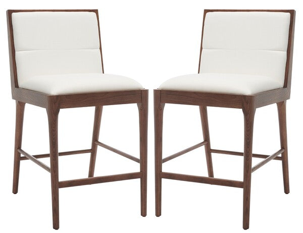 Soriano Linen and Wood Counter Stool - Set of 2