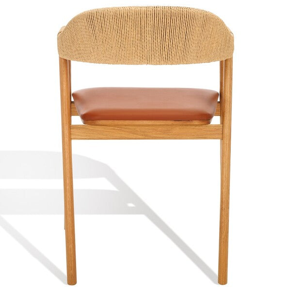 Recco Leather and Cane Dining Chair