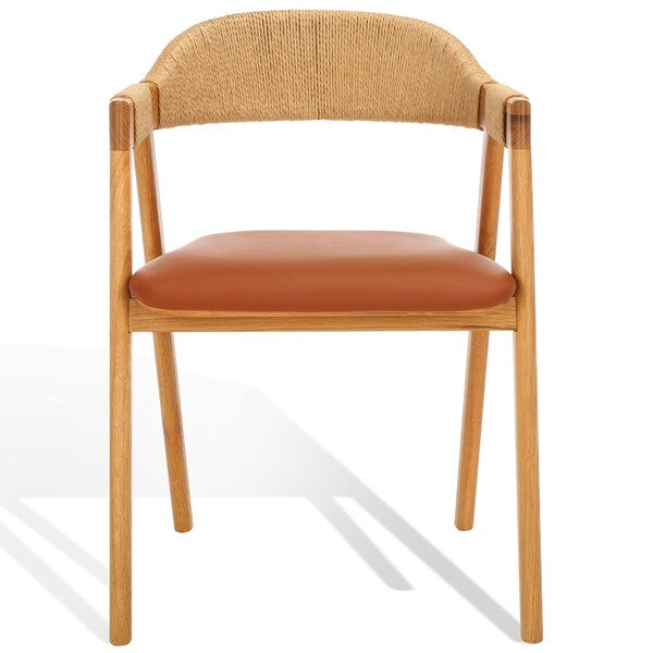 Recco Leather and Cane Dining Chair