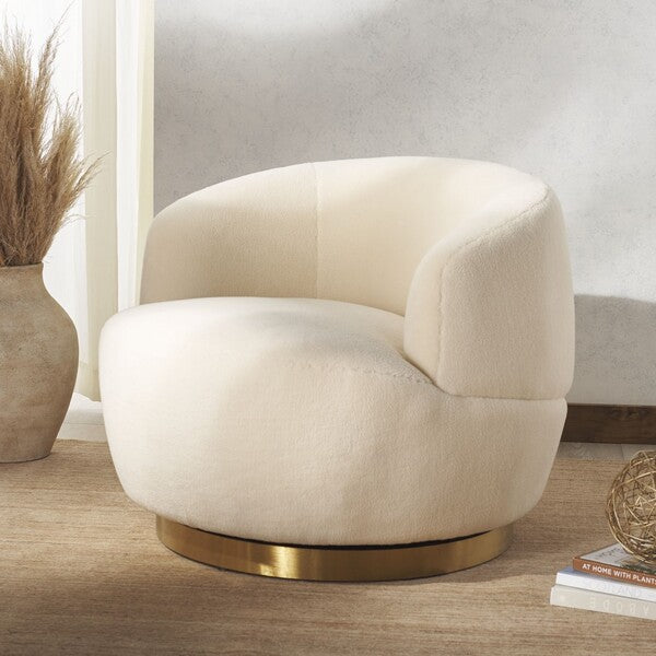 Galvani Faux Lamb Wool Swivel Chair