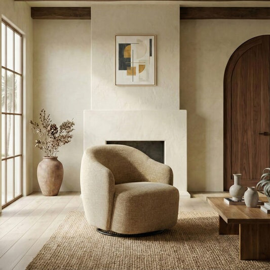 Bagno Chenille Accent Chair - Light Brown