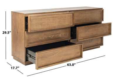 Cella 63 in. Rustic Oak Veneer Dresser - Natural