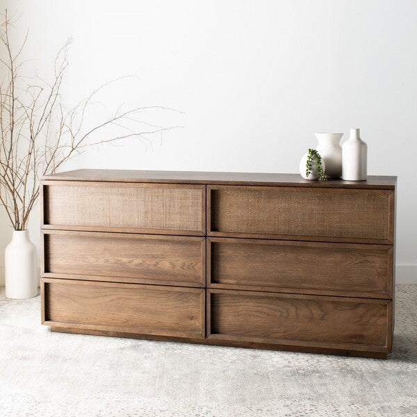 Cella 63 in. Rustic Oak Veneer Dresser - Natural