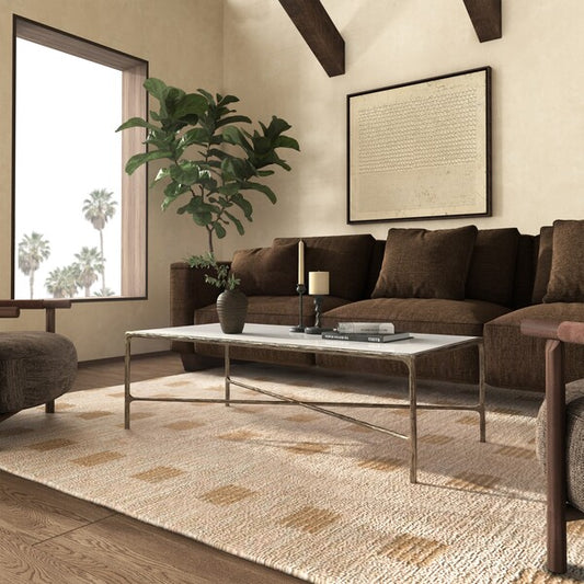 Torinese 48 in. Marble Top Coffee Table - Brass