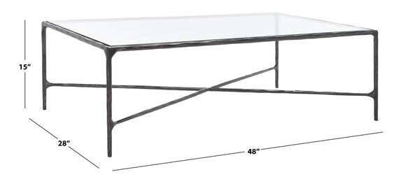 Torinese 48 in. Glass Top Coffee Table - Black